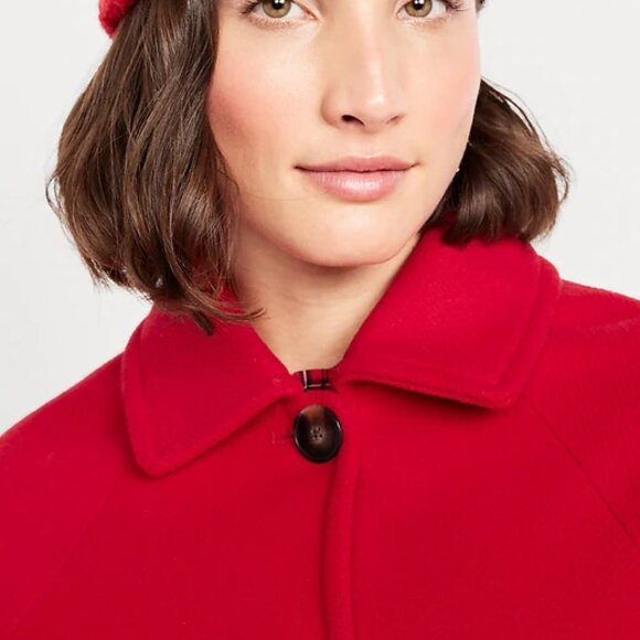 Old Navy Red Relaxed Button-Front Mac Coat/NWT/M - Picture 4 of 16